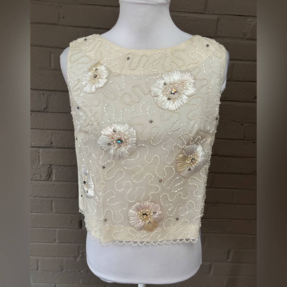 Vintage Beaded embroidered silk top